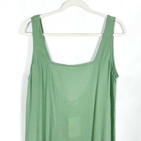 Tularosa Karla Maxi Dress Olive Green Cotton Sleeveless Flounce Hem Sz M - Picture 6 of 12